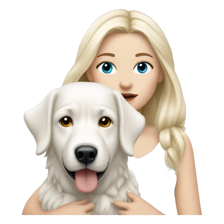 blonde girl with blue eyes with a West Highland white dog sticker