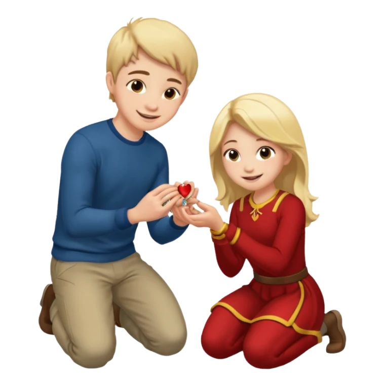 🧎‍♂️‍➡️💍💃 a boy parposing a girl boy on his knee and boy give him ring  sticker