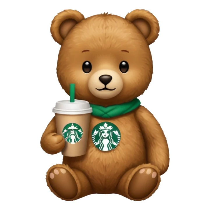 teddy bear with one cup of starbucks coffee sticker