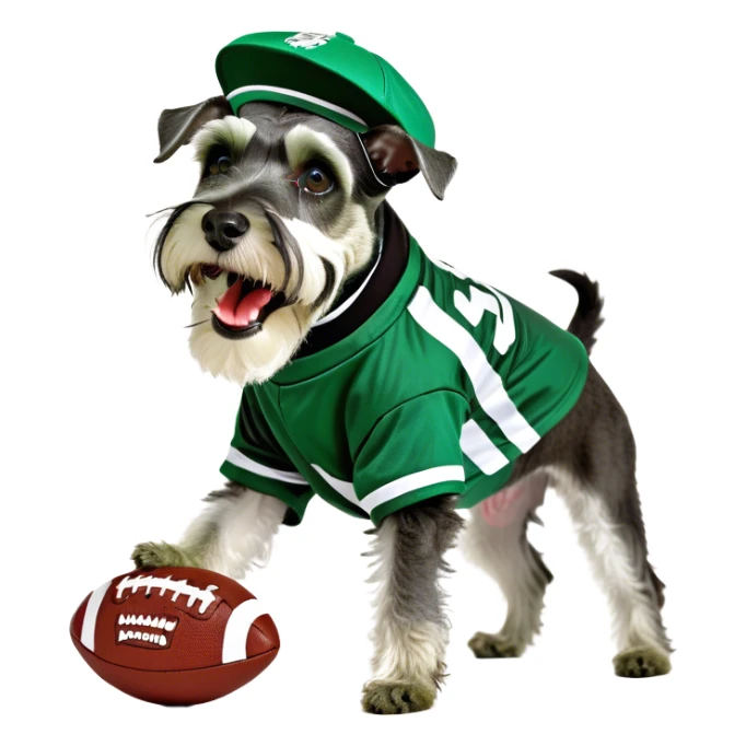 miniature schnauzer playing football sticker