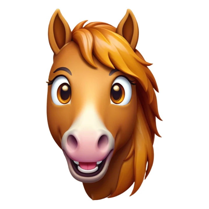 Cinematic Comical Bay Horse Portrait Emoji, Head tilted dramatically with an exaggeratedly amused expression, featuring a striking bay fur with a glossy finish and bold accents, wide, expressive amber eyes filled with playful disbelief, Simplified yet hilariously expressive features, highly detailed, glowing with a slightly sassy glow, high shine, dramatic yet playful, stylized with an air of cheeky mischief, bright and endearing, soft glowing outline, capturing the essence of a spirited and over-the-top horse, so meme-worthy it feels like it could side-eye its way into internet fame instantly! sticker
