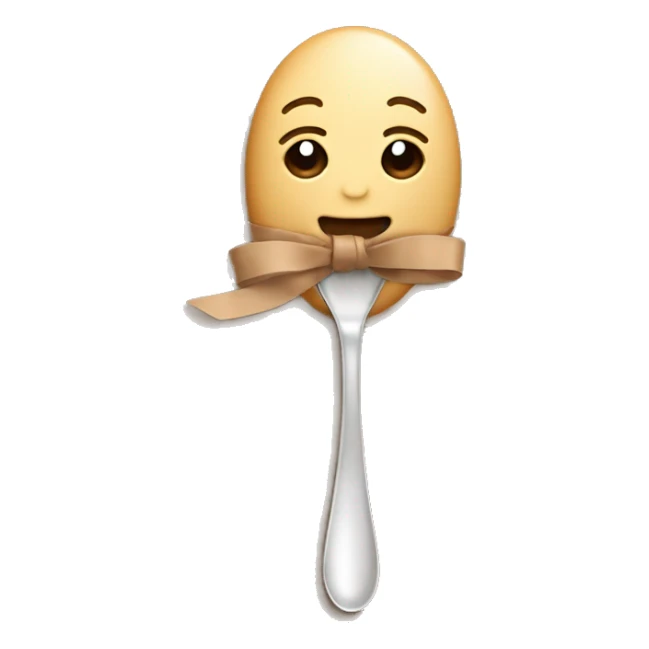 Spoon cute tied with a soft light brown ribbon sticker