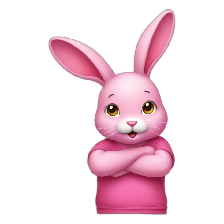 Pink rabbit in yellow teeshirt shrugging shoulders sticker