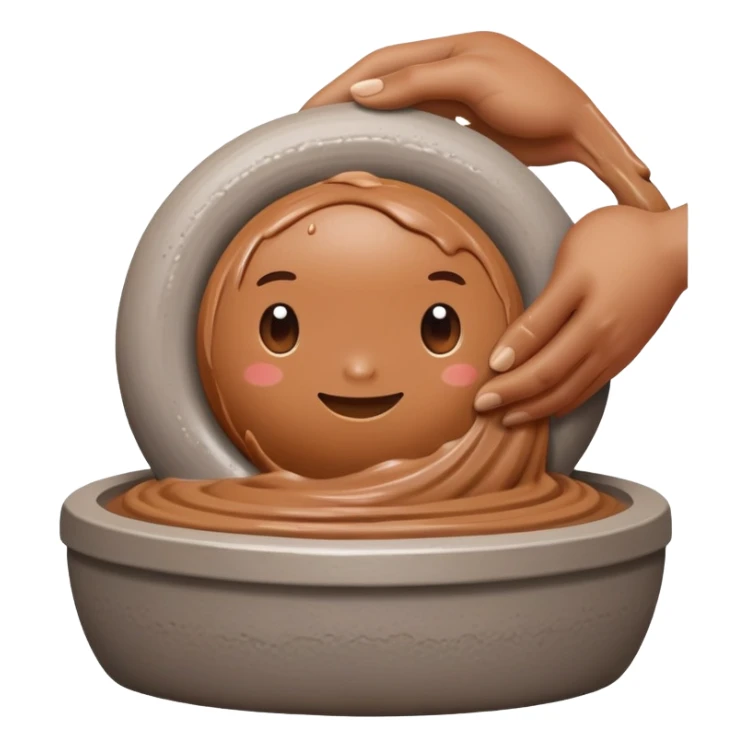 single hand scooping and hugging on the side of a blob of clay on a silver pottery wheel sticker
