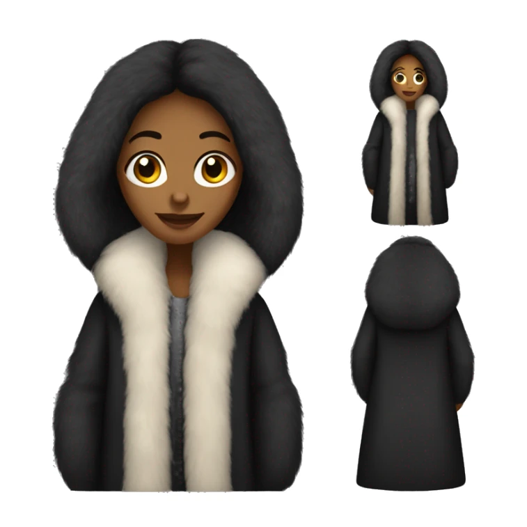 Dark haired woman wearing big full length fur coat sticker