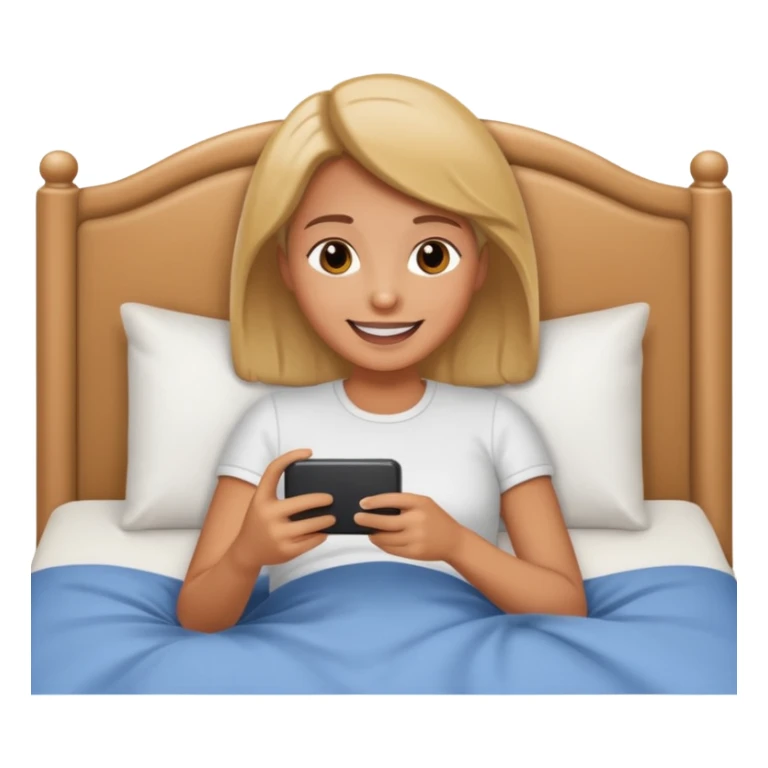
emoticon of lying in bed and looking at phone sticker