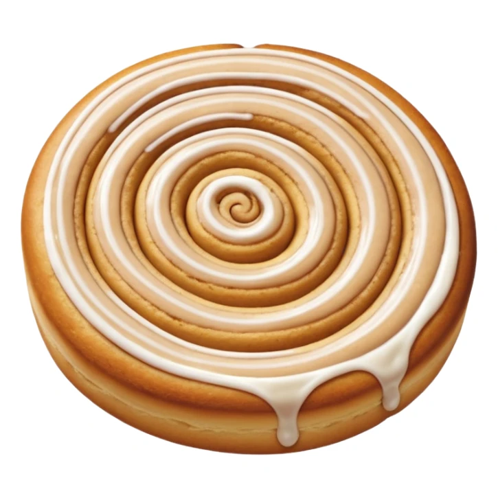 a cinnamon roll single layer cookie with only 2 swirls and full glaze sticker