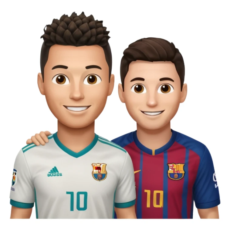 Prime noodle hair ronaldo and prime 2012 messi Smiling in one Photo and make it realistic  sticker