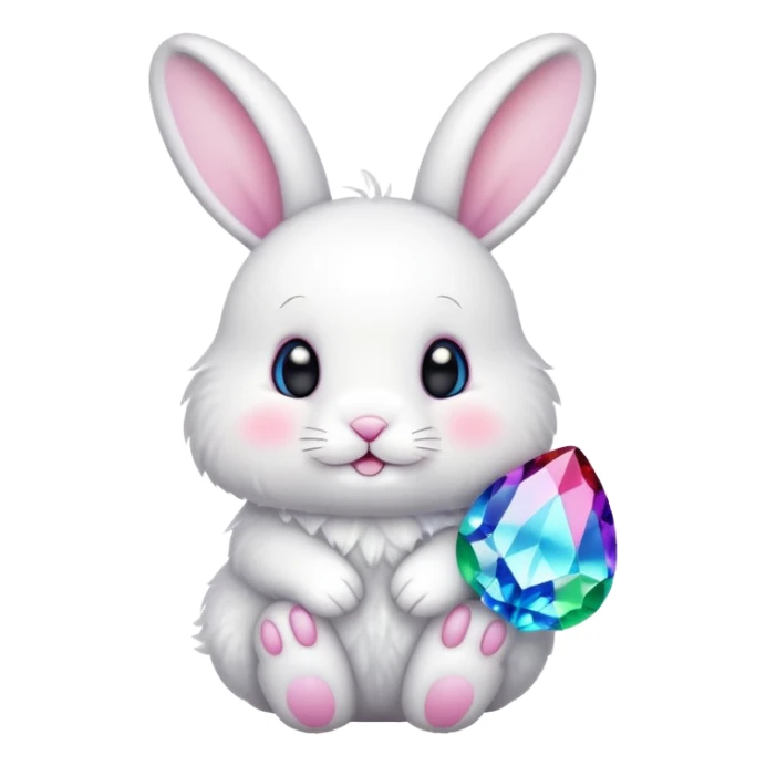 White Bunny with colours cristal sticker