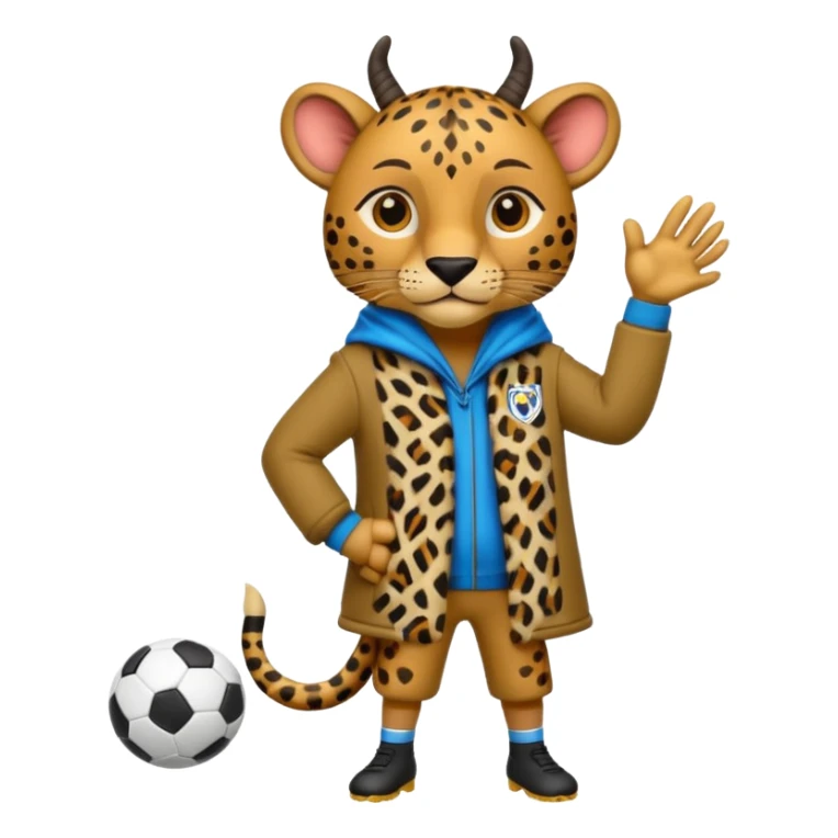 Une biche avec un manteau léopard entrain de jouer au foot sticker