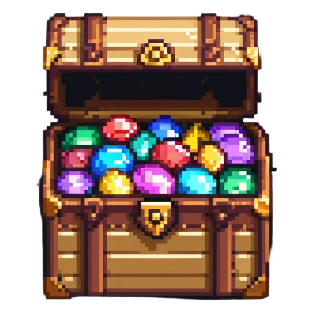 Premium treasure chest overflowing with pixel gems and special member flag sticker