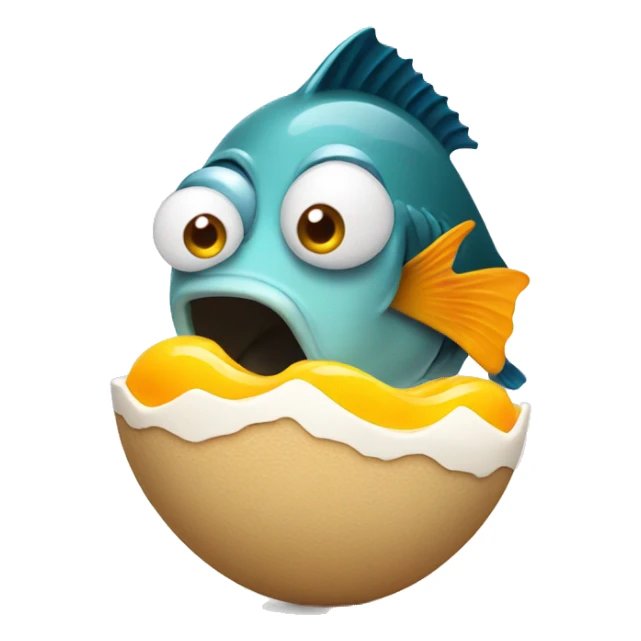 A fish eating a boiled egg in a desert  sticker