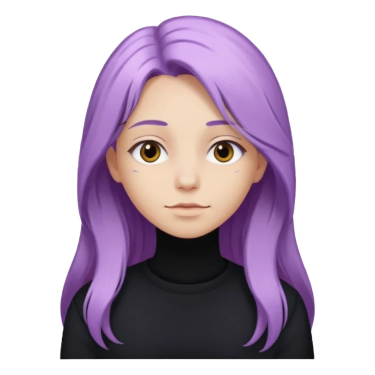 faz menos gótica mas com cabelo roxo claro comprido e camisola preto sticker