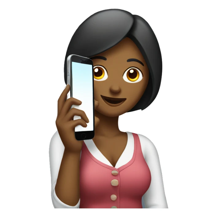 woman showing big phone sticker