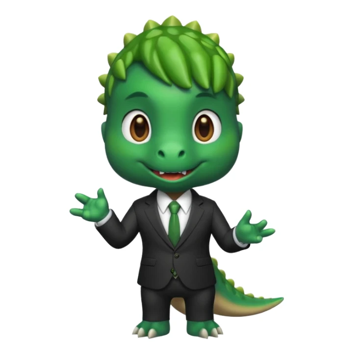 cute dinosaur (like the dinosaur memoji) in business suit sticker