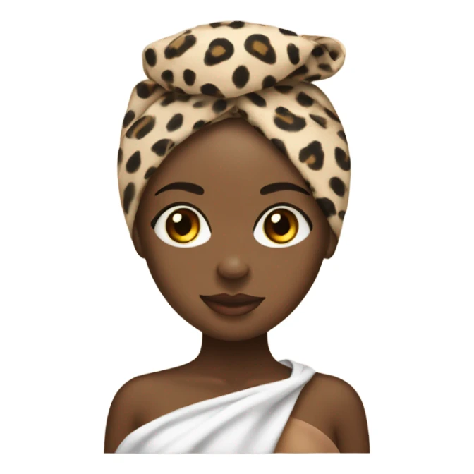 black girl with towel wrapped on head with cheetah print bra on sticker