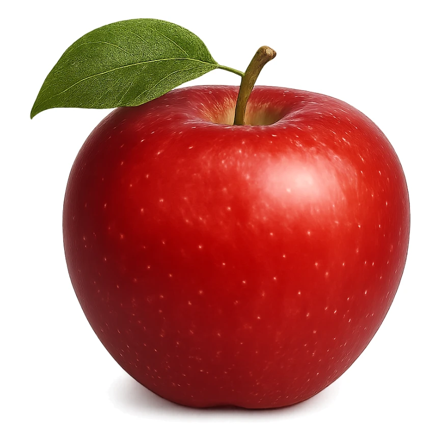 realistic red apple with a leaf, no background sticker