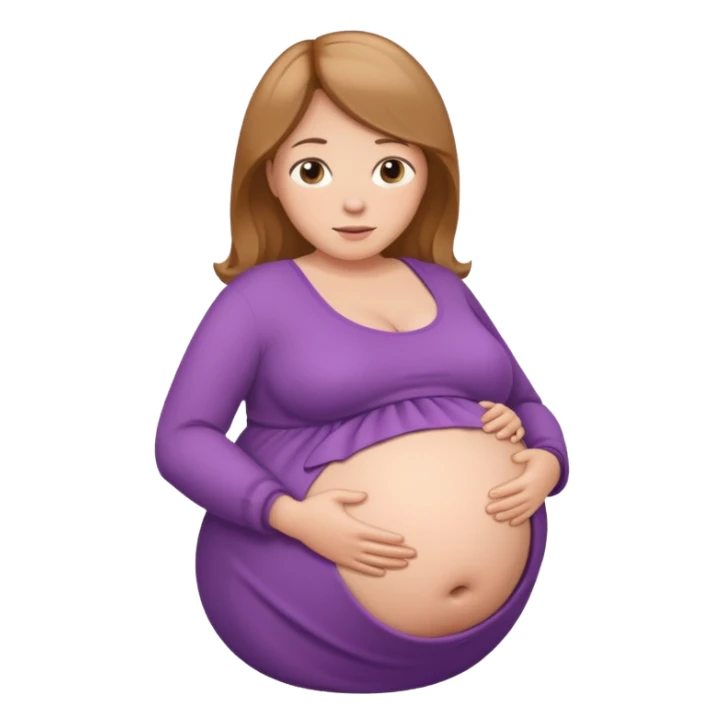 very heavily pregnant overdue woman with very large belly sticker