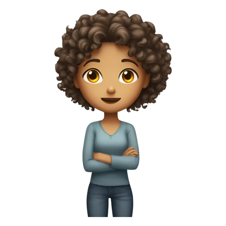 curly haired girl shrugging sticker