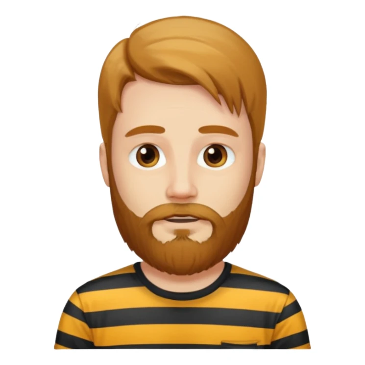 man with long hair and beard wearing vertical striped t-shirt sticker