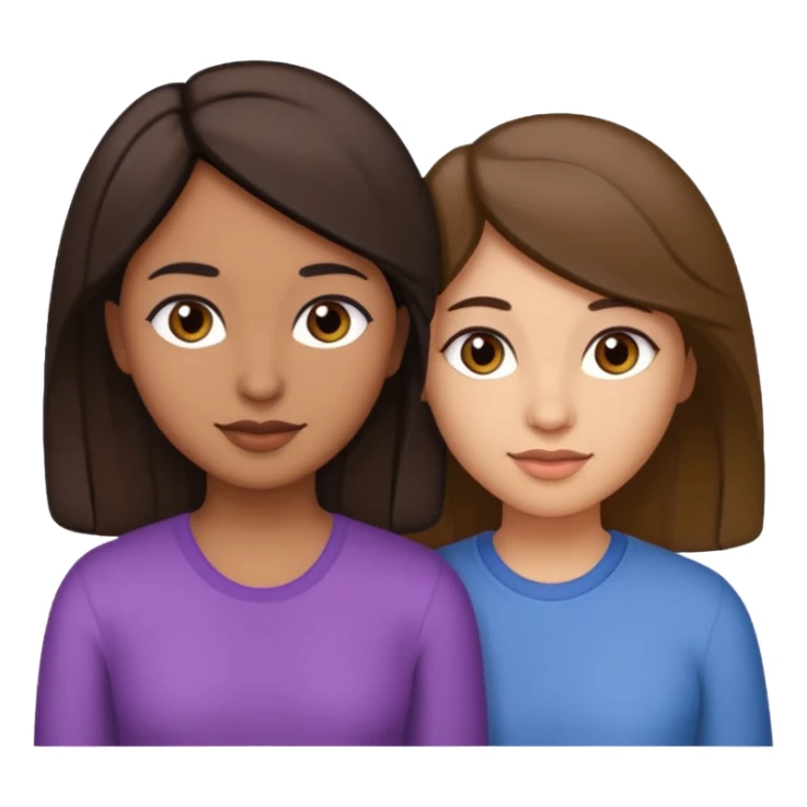 Lesbians one with dark brown hair olive skin dark features one with soft features light skin light brown hair in love  sticker