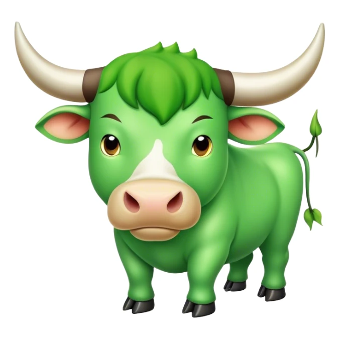 Green bull with bullish trend chart sticker