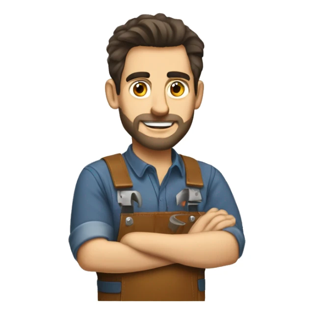Woodworker with miter saw caucasian dark hair sticker
