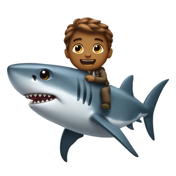 shark riding with brown hair sticker