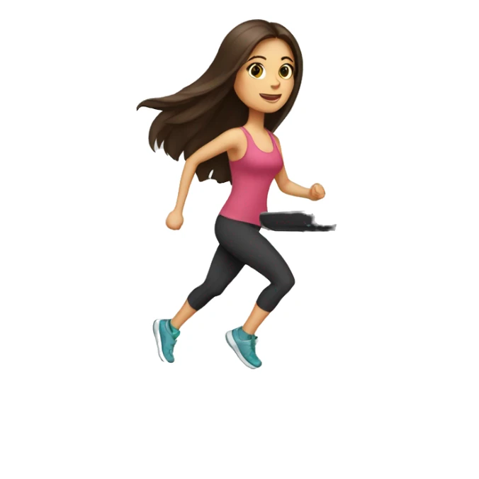 brunette woman with long hair doing treadmill sticker