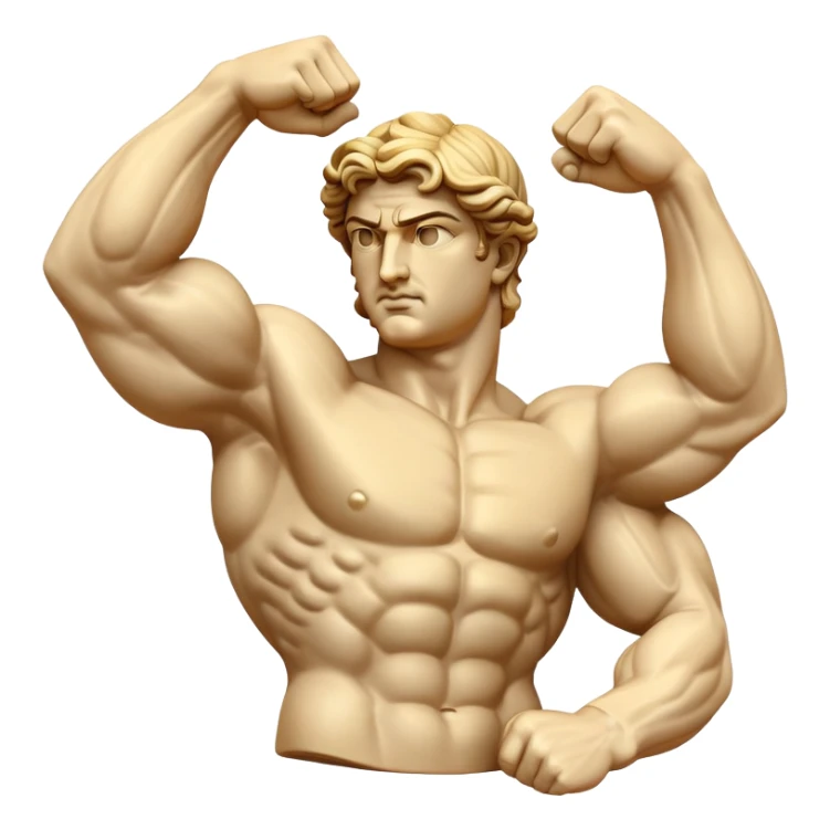 Greek statue flexing muscles like Arnold Schwarzenegger sticker