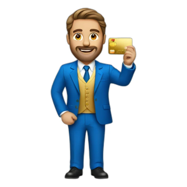 Posh-man-with-blue-suit-holding-gold-credit-card sticker