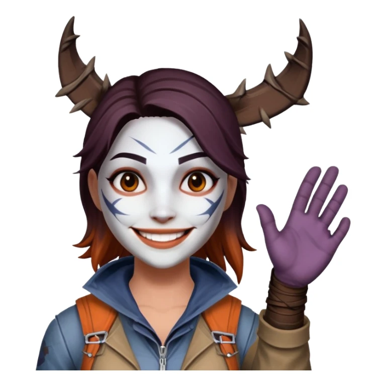 The huntress from Dead By Daylight smiles and waves sticker