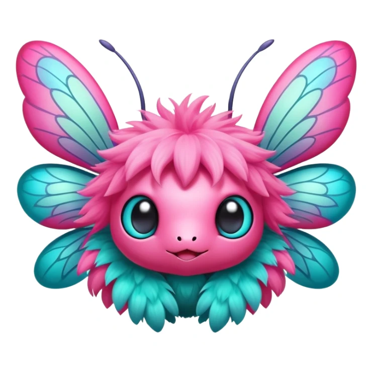 Elemental animesque cute chibi bug-flying-type magical colorful exotic animesque Pokémon-Fakémon-animal-creature with big adorable anime eyes sticker