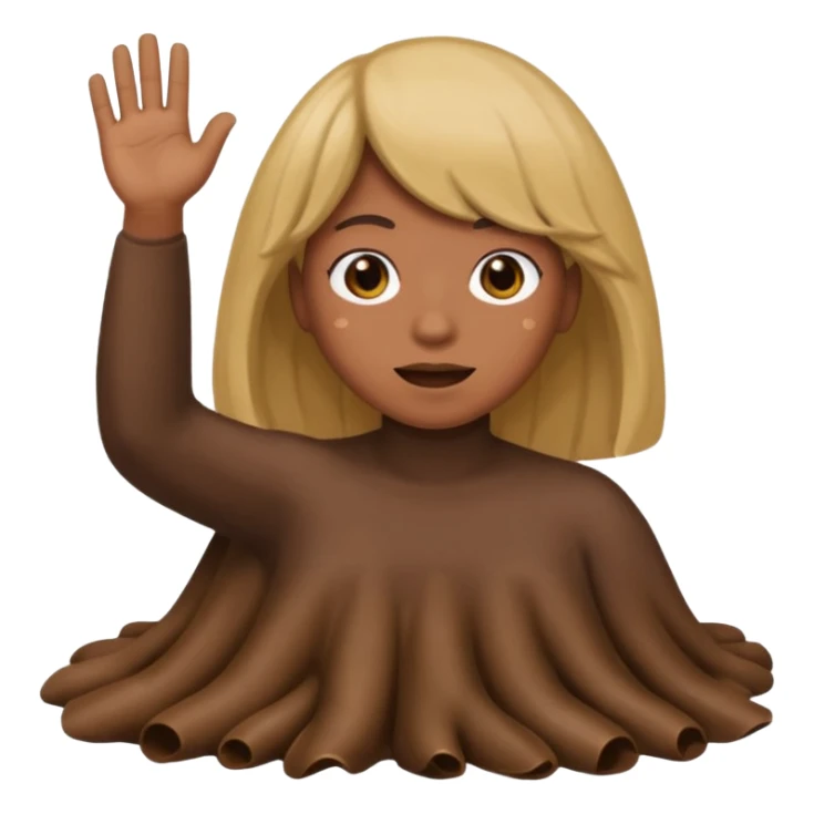 poop wearing a wig and waving hi while pooping sticker