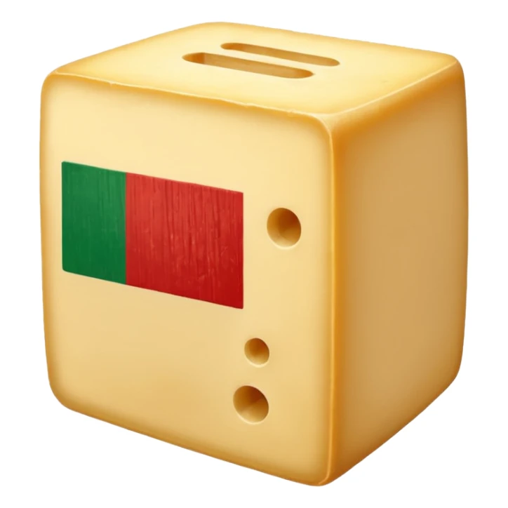 Parmigiano block with Italian flag stuck into it sticker