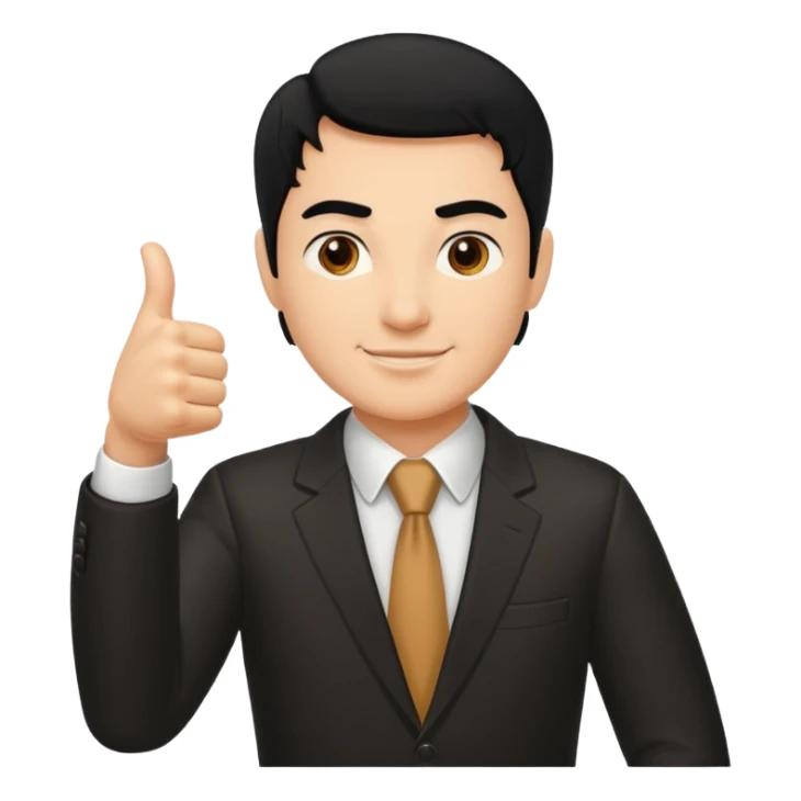 Boss with thumbs up black hair sticker