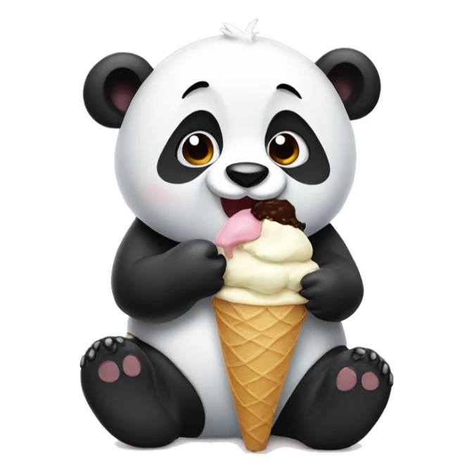 Panda eating ice cream sticker