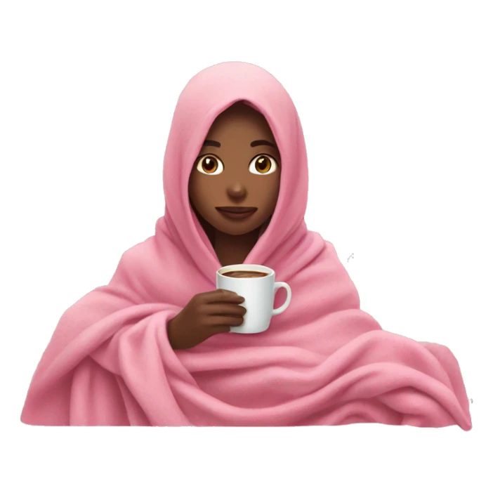 Girl with pink pastel blanket drinking coffee sticker