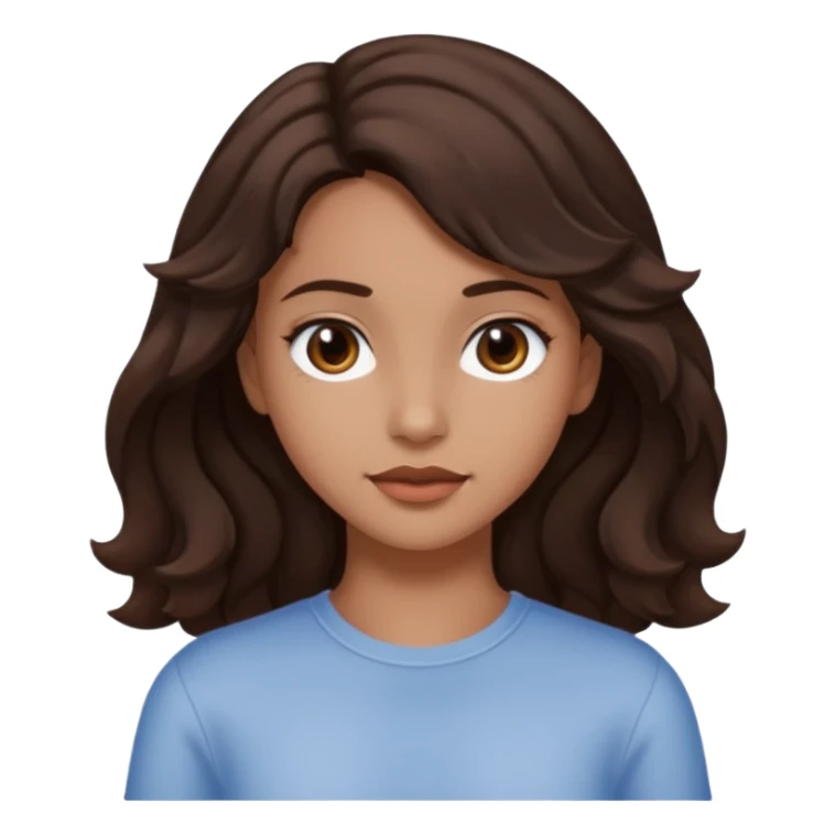 Short hair until shoulders wavy dark brown and with perçems and a soft look but girl more y2k sticker