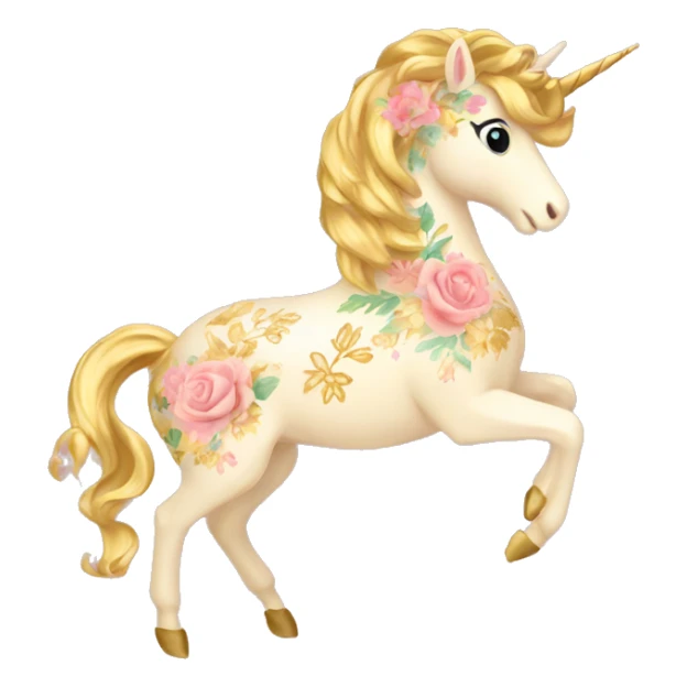 Gold unicorn with floral pattern on it pretty feminine sticker