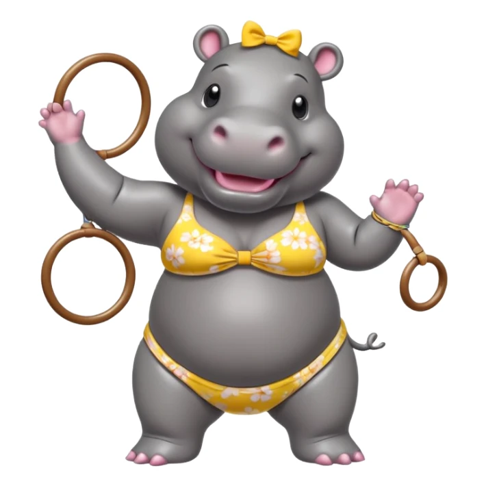 Hula hooping Hippo in a bathing suit  sticker