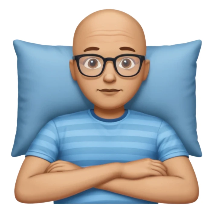 nap time laying down bald man with glasses with z emoji add shirt sticker
