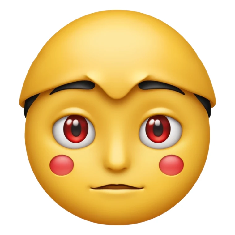 crate a yello emoji crossing its arms with red eyes looking to the side and stright lips sticker