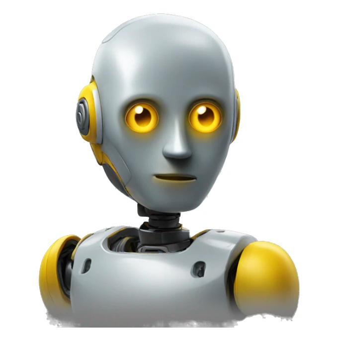 robot yellow head looks to the right side 180 degrees sticker
