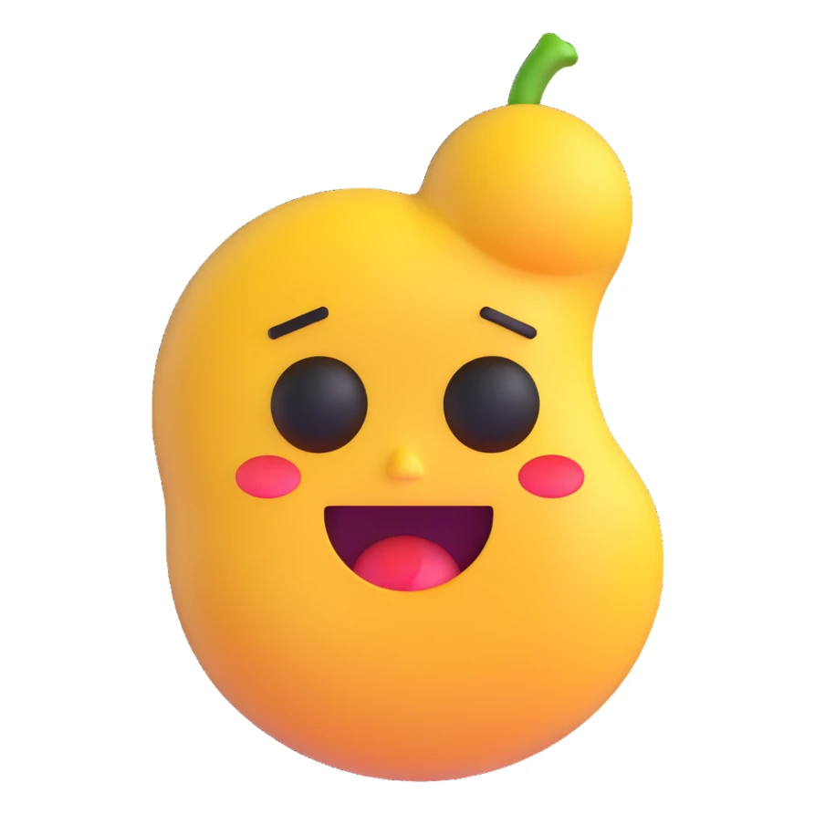 a stomach with a sad crying face, 3D emoji style sticker