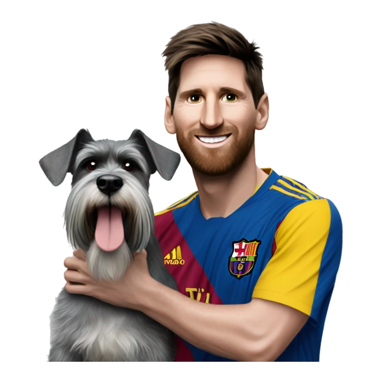 messi besando un perro schnauzer sticker