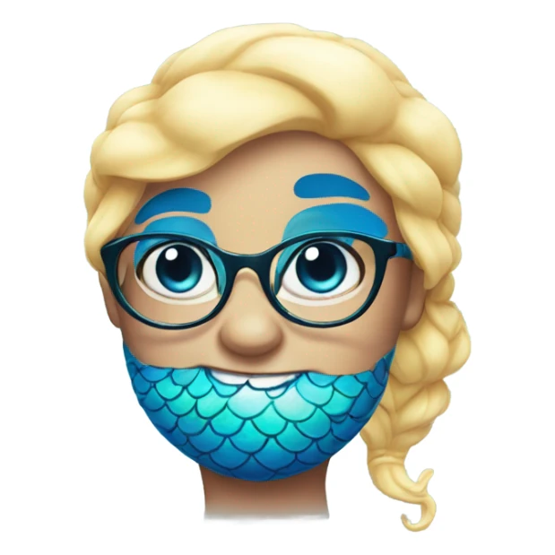 little cute mermaid with blue eyes and spectacles sticker