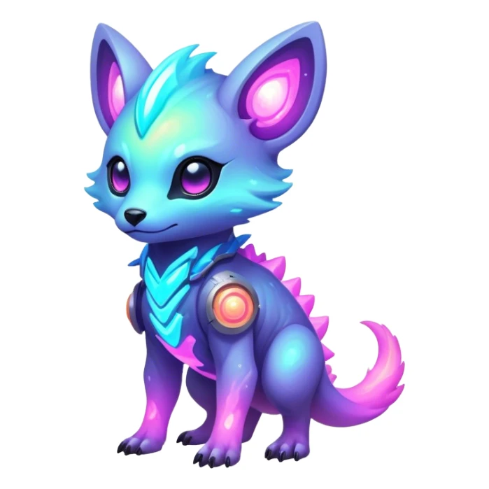 Epic Edgy Cute Colorful Pastel Nebula Modern Vernid-Protogen-creature-animal, full body sticker