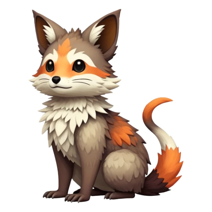 lush warm-colored Fakémon-Trico-creature (full body) sticker