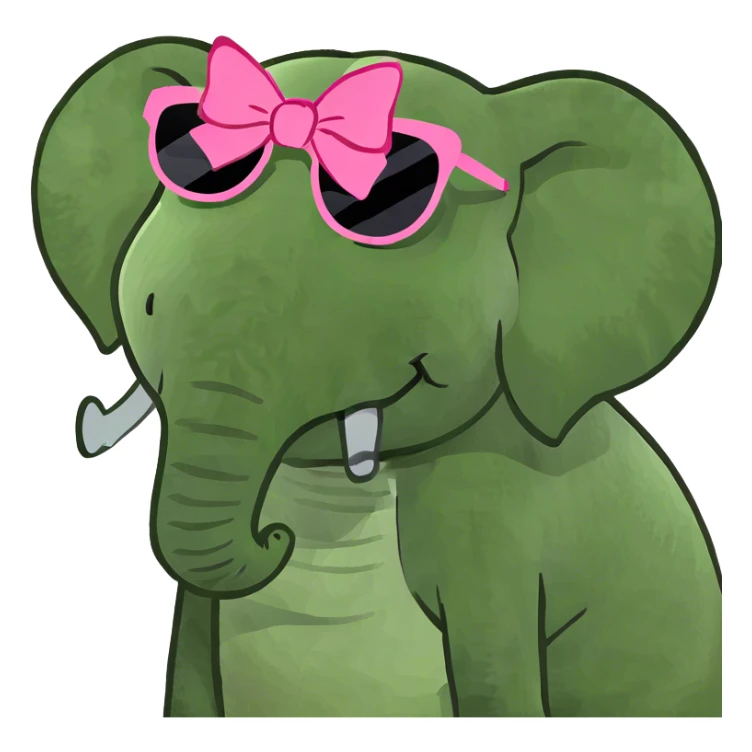 Pink furry elephant which is small and has two shades of pink sticker